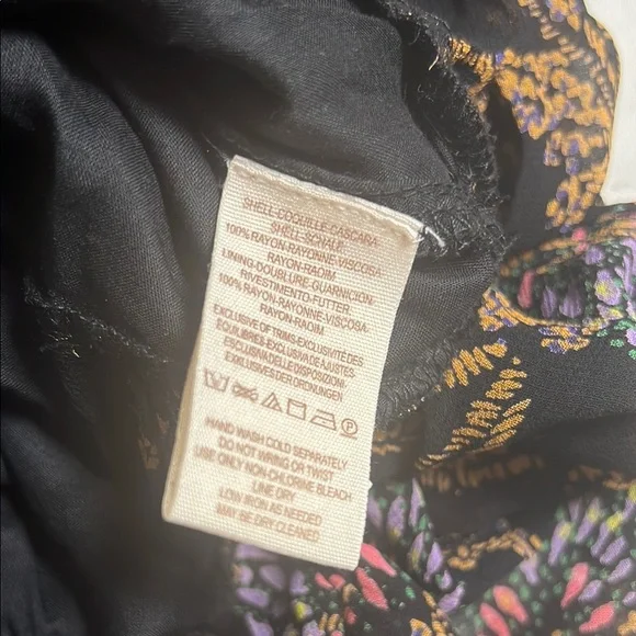 Free people Long sleeve black print Ruffled Tiered Dress size S - Picture 11 of 11